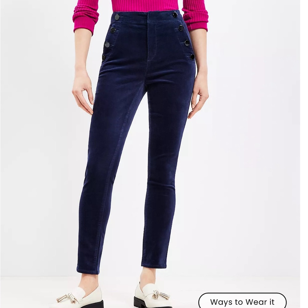 Curvy Mariner Skinny Pants in Velvet - Deep Space Blue - NWT - LOFT